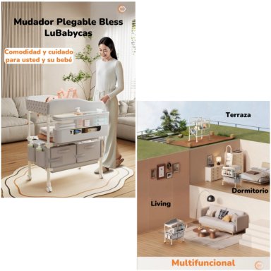 MUDADOR DE PAÑALES PLEGABLE GRIS ACCESORIOS BLESS LUBABYCAS - 2