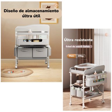 MUDADOR DE PAÑALES PLEGABLE GRIS ACCESORIOS BLESS LUBABYCAS - 4