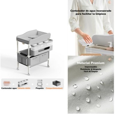 MUDADOR DE PAÑALES PLEGABLE GRIS ACCESORIOS BLESS LUBABYCAS - 6