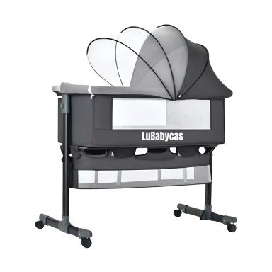 CUNA COLECHO ONE CON MOSQUITERO COLCHON GRIS LUBABYCAS - 1