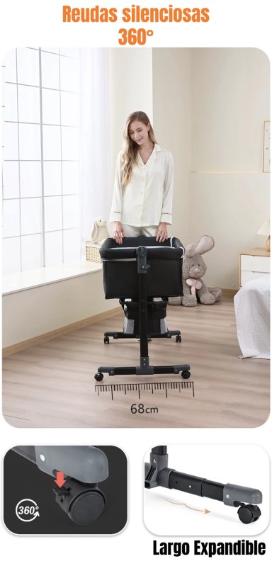 CUNA COLECHO ONE CON MOSQUITERO COLCHON GRIS LUBABYCAS - 5
