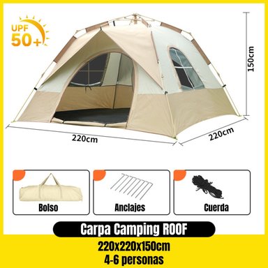 CARPA CAMPING AUTOMATICA 6 PERSONAS CON ACCESORIOS ROOF CAFE - 2