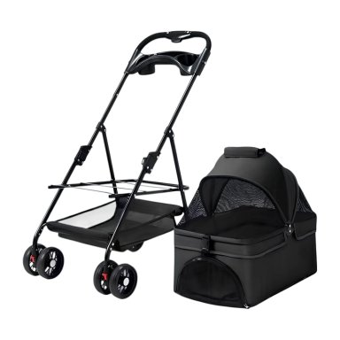 COCHE PARA MASCOTAS PERROS GATOS 2 EN 1 LUBABYCAS NEGRO - 1