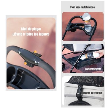 COCHE PARA MASCOTAS PERROS GATOS 2 EN 1 LUBABYCAS NEGRO - 3
