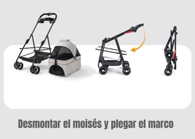 COCHE PARA MASCOTAS PERROS GATOS 2 EN 1 LUBABYCAS NEGRO - 4