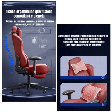 SILLA GAMER PREMIUM RECLINABLE CON REPOSAPIES POWER NEGRA - 4