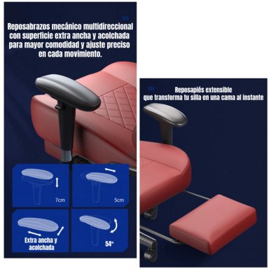 SILLA GAMER PREMIUM RECLINABLE CON REPOSAPIES POWER NEGRA - 6