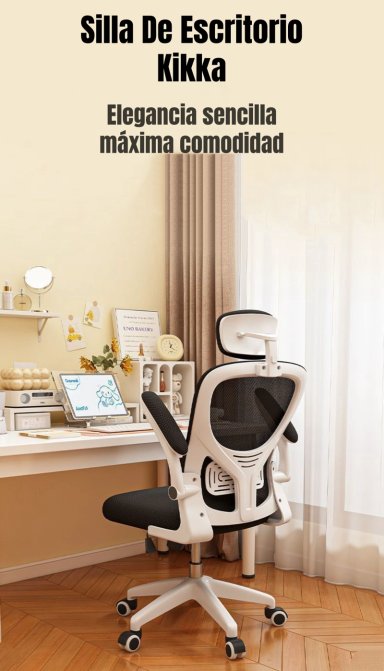 SILLA DE ESCRITORIO 360° KIKKA CON APOYACABEZA NEGRA - 2