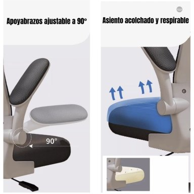 SILLA DE ESCRITORIO 360° KIKKA CON APOYACABEZA NEGRA - 5