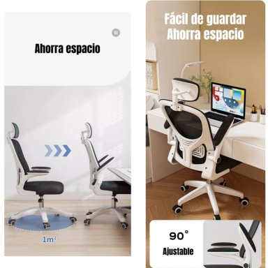 SILLA DE ESCRITORIO 360° KIKKA CON APOYACABEZA NEGRA - 6
