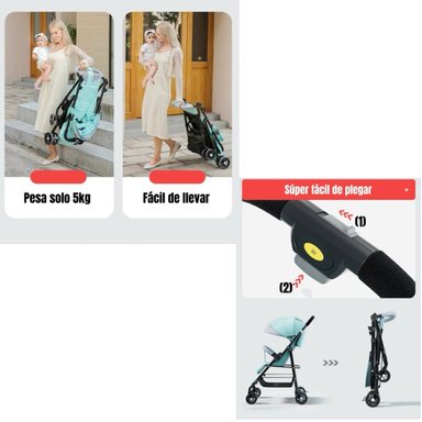 COCHE DE PASEO RECLINABLE LIVIANO SMART NEGRO LUBABYCAS - 3