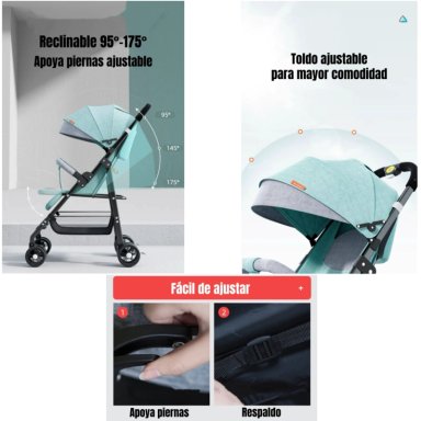 COCHE DE PASEO RECLINABLE LIVIANO SMART NEGRO LUBABYCAS - 4