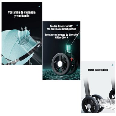 COCHE DE PASEO RECLINABLE LIVIANO SMART NEGRO LUBABYCAS - 6