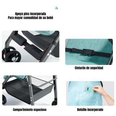 COCHE DE PASEO RECLINABLE LIVIANO SMART NEGRO LUBABYCAS - 7