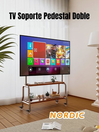 SOPORTE TV RACK PEDESTAL 40”-75” RUEDAS DOBLE ALMACENAMIENTO - 2