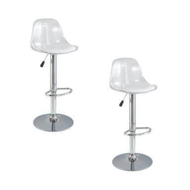 PACK 2 SILLAS PISO BAR EN COLOR BLANCOS ALTURA REGULABLE CON RESPALDO - 1