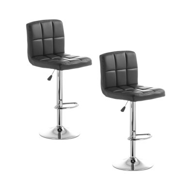 PACK 2 SILLAS PISO BAR NEGRA ALTURA REGULABLE ECOCUERO YC069 - 1