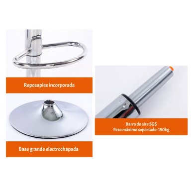 PACK 2 SILLAS PISO BAR NEGRA ALTURA REGULABLE ECOCUERO YC069 - 7