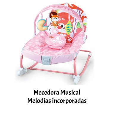 MECEDORA BEBE  SILLA NIDO MUSICAL VIBRACION ROSADA LUBABYCAS - 6