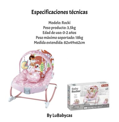 MECEDORA BEBE  SILLA NIDO MUSICAL VIBRACION ROSADA LUBABYCAS - 7
