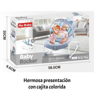 MECEDORA BEBE  SILLA NIDO MUSICAL VIBRACION AZUL LUBABYCAS - 2