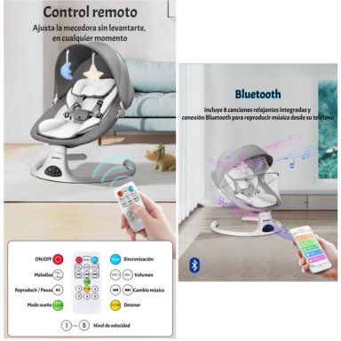 MECEDORA ELE CTRICA 2 EN 1 BLUETOOTH YOYA GRIS LUBABYCAS - 4