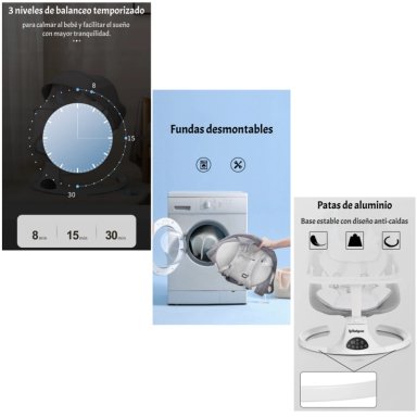MECEDORA ELE CTRICA 2 EN 1 BLUETOOTH YOYA GRIS LUBABYCAS - 5