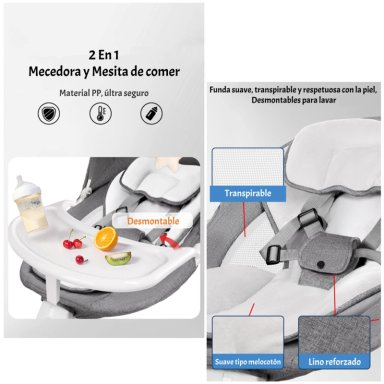 MECEDORA ELE CTRICA 2 EN 1 BLUETOOTH YOYA GRIS LUBABYCAS - 6