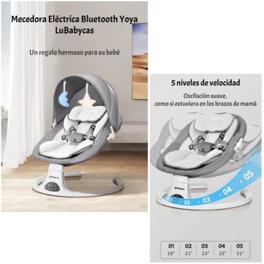 MECEDORA ELE CTRICA 2 EN 1 BLUETOOTH YOYA GRIS LUBABYCAS - 9