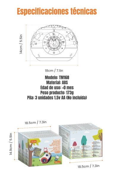 PROYECTOR INTELIGENTE LAMPARA LUZ MELODIA ESPANTA CUCO TM168 - 8