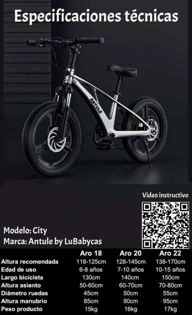 BICICLETA INFANTIL 7-10 AÑOS ARO 20 CITY LUBABYCAS - 8