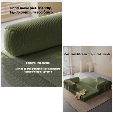 SILLON SOFA CAMA COMPRIMIDO COMBINABLE 203CM K17 VERDE - 2