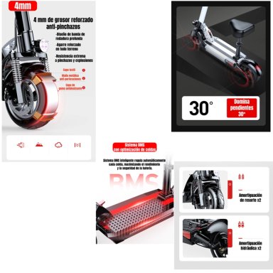 SCOOTER ADULTO ELE CTRICO FLASH 48V 500W 80KM ALUMINIO NEGRO - 2