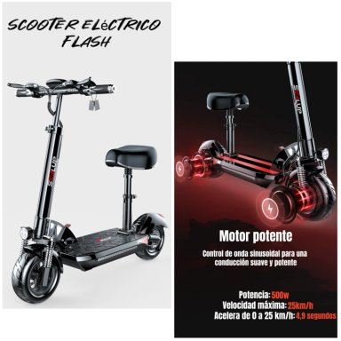 SCOOTER ADULTO ELE CTRICO FLASH 48V 500W 80KM ALUMINIO NEGRO - 3