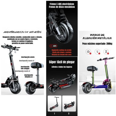SCOOTER ADULTO ELE CTRICO FLASH 48V 500W 80KM ALUMINIO NEGRO - 4