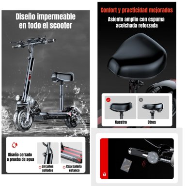 SCOOTER ADULTO ELE CTRICO FLASH 48V 500W 80KM ALUMINIO NEGRO - 7