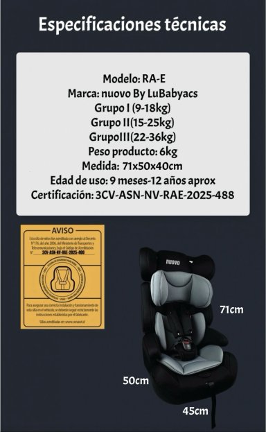 SILLA DE AUTO BUTACA 9-36KG 12 AÑOS ROSADA RA-E LUBABYCAS - 8