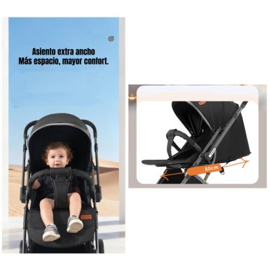 COCHE PASEO REVERSIBLE CON MOSQUITERO FOCUS NEGRO LUBABYCAS - 5