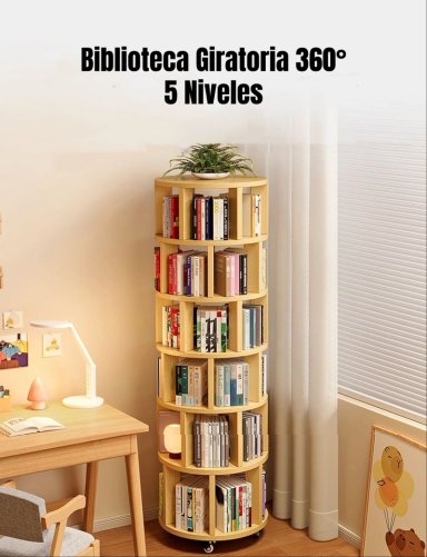BIBLIOTECA GIRATORIA 360 LIBRERO ORGANIZADOR RUEDAS 165CM - 2
