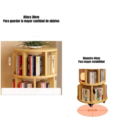 BIBLIOTECA GIRATORIA 360 LIBRERO ORGANIZADOR RUEDAS 165CM - 4