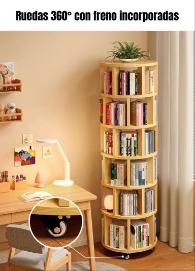 BIBLIOTECA GIRATORIA 360 LIBRERO ORGANIZADOR RUEDAS 165CM - 5
