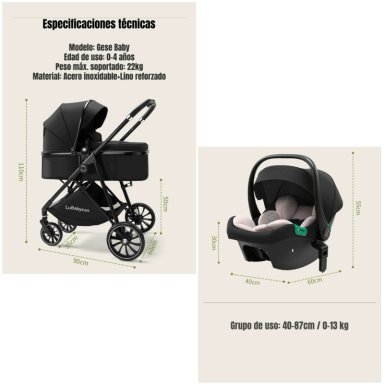 COCHE TRAVEL SYSTEM TOLDO 360°GESE BABY ROSADO LUBABYCAS - 8