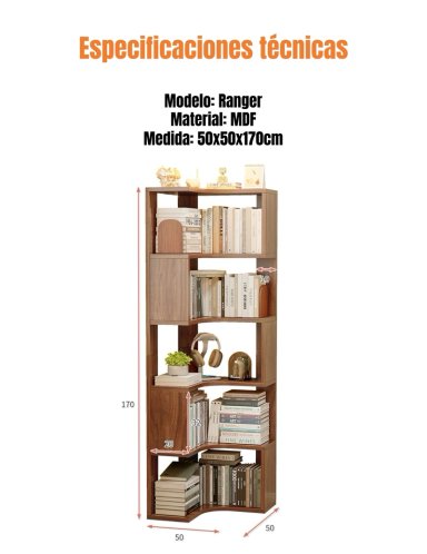 BIBLIOTECA LIBRERO ESTANTERIA BLANCO 5 NIVELES 170CM RANGER - 8