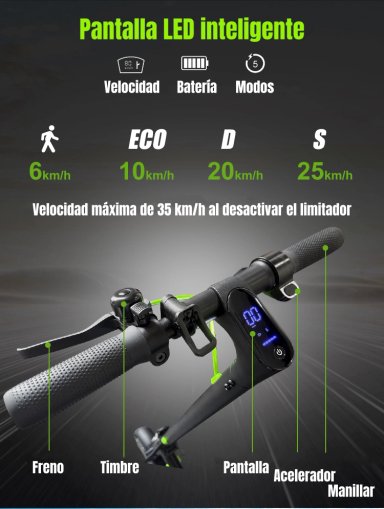 SCOOTER ELE CTRICO ALUMINIO CON APP 50KM 36V 500W E5MAX - 2