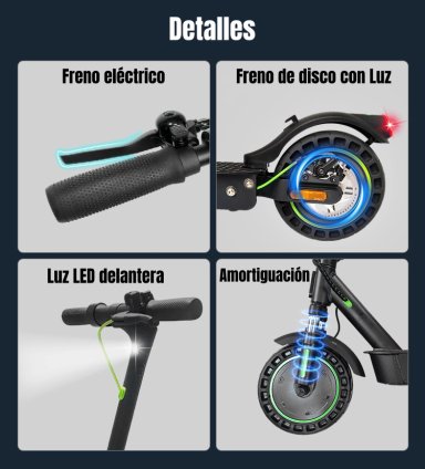 SCOOTER ELE CTRICO ALUMINIO CON APP 50KM 36V 500W E5MAX - 4