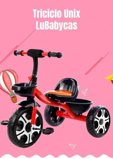 TRICICLO INFANTIL CON CANASTOS 5 AÑOS UNIX ROSADO LUBABYCAS - 2