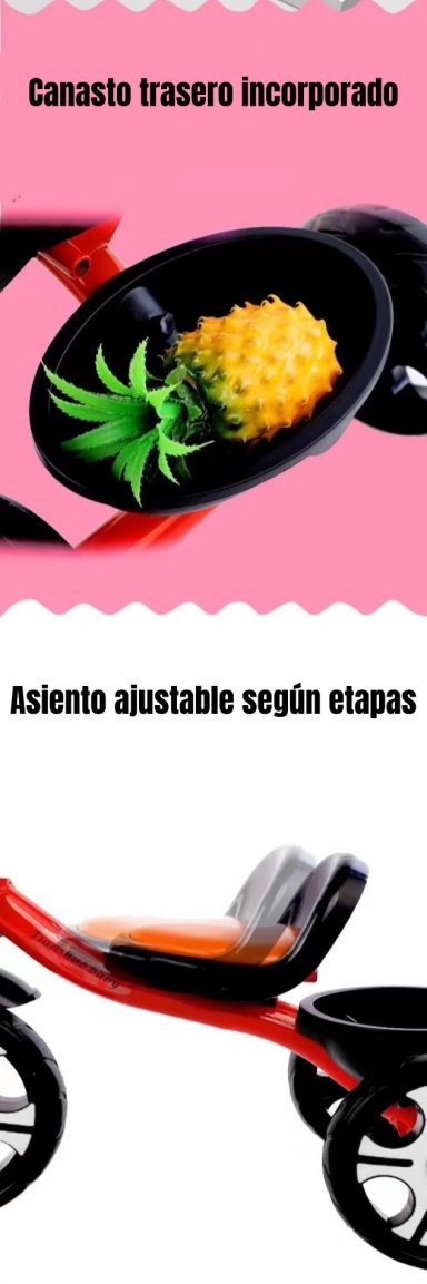 TRICICLO INFANTIL CON CANASTOS 5 AÑOS UNIX ROSADO LUBABYCAS - 6
