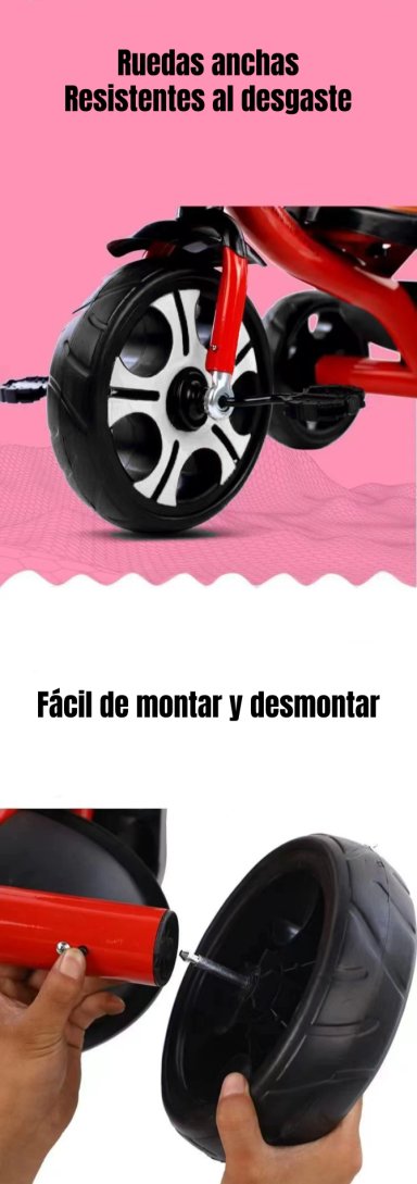 TRICICLO INFANTIL CON CANASTOS 5 AÑOS UNIX ROSADO LUBABYCAS - 7