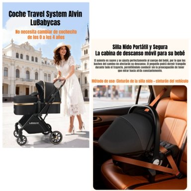 COCHE TRAVEL SYSTEM LUBABYCAS 0-4 AÑOS ALUMINIO ALVIN ROSADO - 2