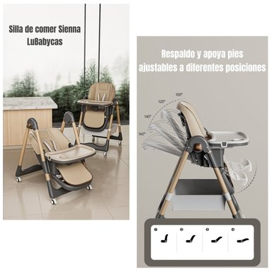 SILLA DE COMER RECLINABLE PLEGABLE LUBABYCAS ROSADA - 2